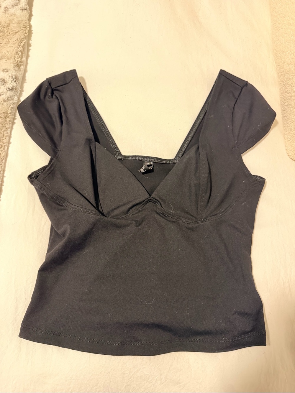 Black Women's Sweetheart Neck Cap-Sleeve Top